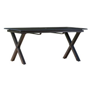 Exuma Rectangular Cast Aluminum Expandable Dining Table - Black - Christopher Knight Home: Weather-Resistant Patio Furniture with Umbrella Hole - 1 of 4