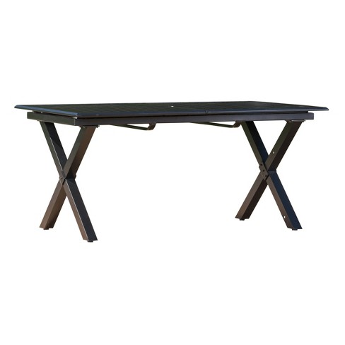 Exuma Rectangular Cast Aluminum Expandable Dining Table Black