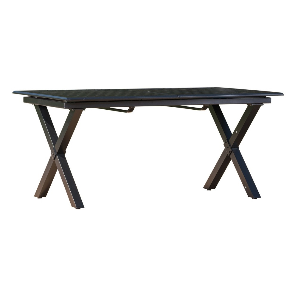 Exuma Rectangular Cast Aluminum Expandable Dining Table - Black - Christopher Knight Home