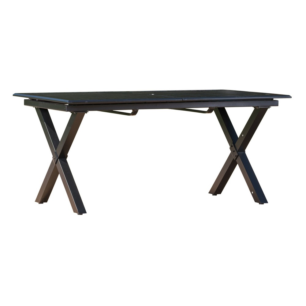 Photos - Coffee Table Exuma Rectangular Cast Aluminum Expandable Dining Table - Black - Christop