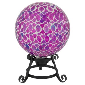 Northlight Iridescent Mosaic Outdoor Garden Gazing Ball - 10" - Purple, Pink and White - 1 of 4