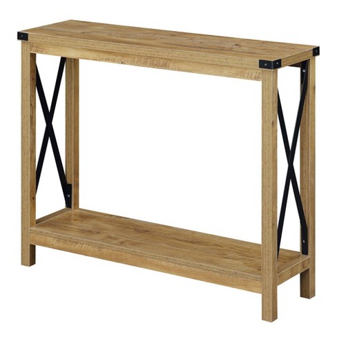 Durango Console Table with Shelf English Oak/Black - Breighton Home: Industrial Sofa Table, Space-Saving Design - image 1 of 4