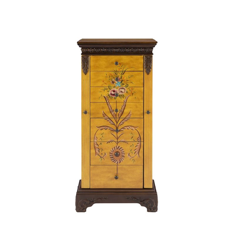 Beatrice Traditional 7 Drawer Antique Parchment Wood Hand Painted Jewelry Armoire - Powell, 4 of 16