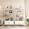 Arched Bookshelf, Bookcase with Doors Storage, 71.5 Inches Tall Industrial Book Shelf - 3 of 4