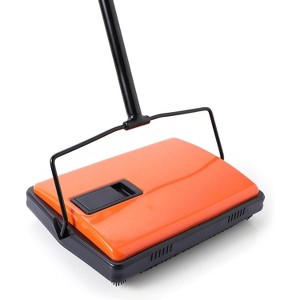 Manual Carpet Sweeper for Pet Hair, Dual Brush Lightweight Push Broom for Classrooms and Rugs, Non-Electric with Easy-Dump Dustbin - 1 of 4