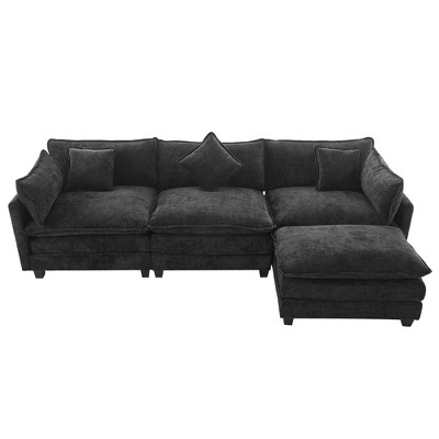 NicBex Modern 112.2" Chenille Sectional Sofa Modular L Shape Sofa Couch with Ottoman for Living Room Apartment