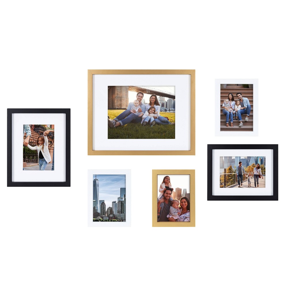 Photos - Photo Frame / Album 6pc Gallery Frame Box Set Gold/Black/White - Kate & Laurel All Things Deco