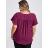 Women's Plus Size V Neck Button Decor Ruffle Sleeve Pleated Casual Loose Fit Blouses - GRACE & GRANDEUR - 3 of 4