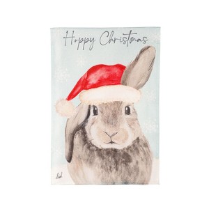 Evergreen Merry Christmas Bunny Burlap Garden Flag 12 x 18 Inches Indoor Outdoor Decor - 1 of 4