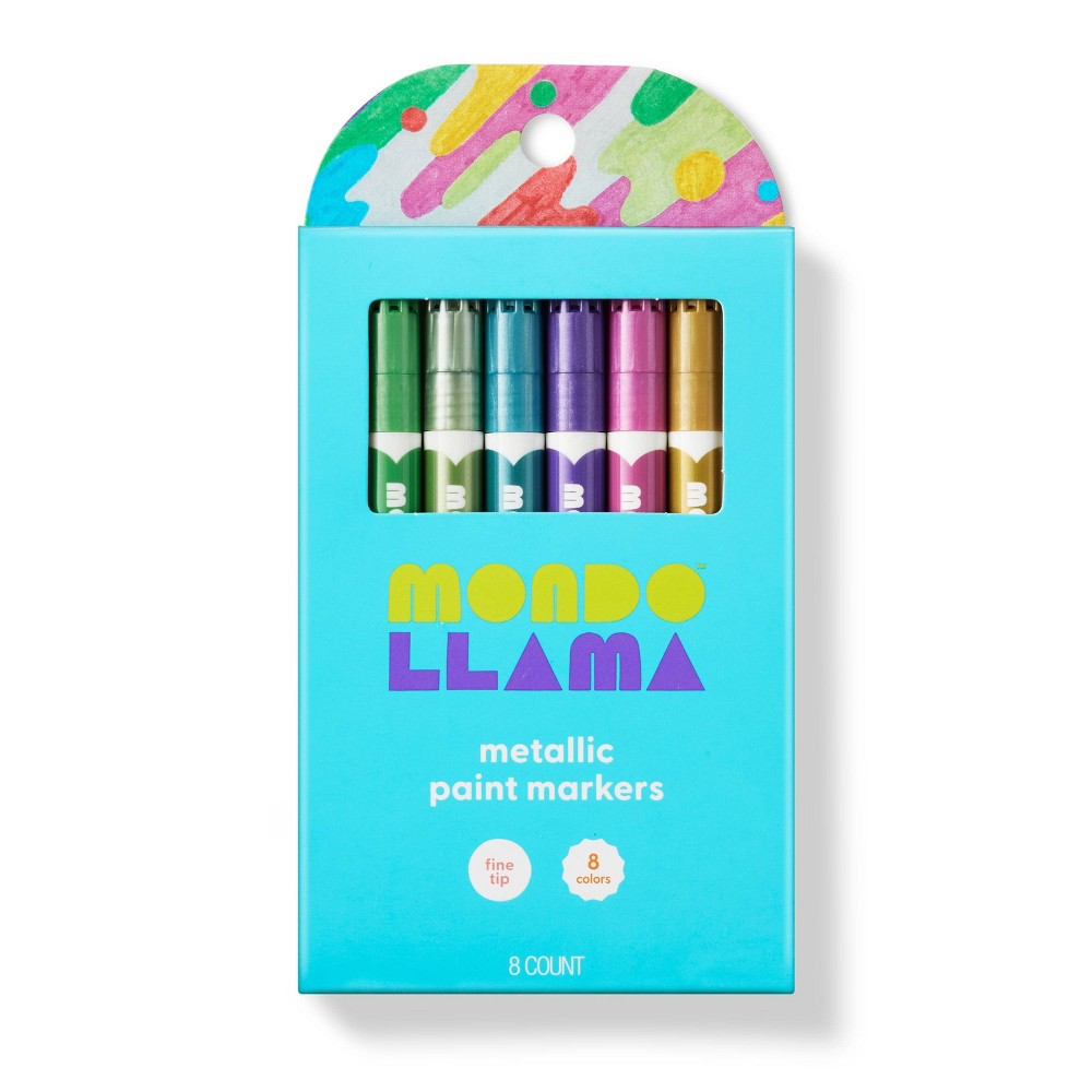 Photos - Felt Tip Pen 8ct Paint Markers Fine Tip Metallic - Mondo Llama™