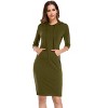 Women's Sweatshirt Dress 3/4 Sleeve Hoodie with Front Pocket Knee Length Slim Fit Pullover Hoodie Dress - 4 of 4
