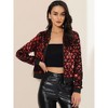 INSPIRE CHIC Women's Sequin Long Sleeve Zipper Up Glitter Bomber Jacket - 3 of 4