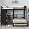 Twin over Twin Bunk Bed with Built-in Wardrobe Metal Bunk Bed with Trundle Foldable Desk Ladders Noise-reduced design Black - 2 of 4