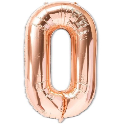 Sparkle and Bash 2 Packs Jumbo Number "0" Rose Gold Foil Balloons 40" for Party Decorations