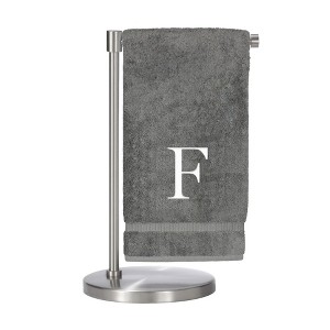 BC BARE COTTON Monogrammed Bath Towel, Personalized Gift, Set of 2 - Gray - Silver Block - 1 of 4