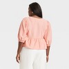 Women's Elbow Sleeve Peplum Tie-Front Blouse - A New Day™ - 2 of 3