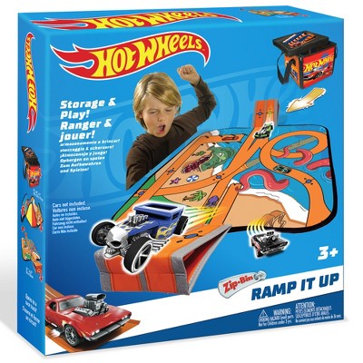 Hot Wheels ZipBin Orange Storage Case with Racetrack Playmat