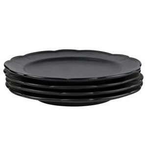 LunaLulinlk Scallops Set of 4 Stoneware Dinner Plates Black - 1 of 4