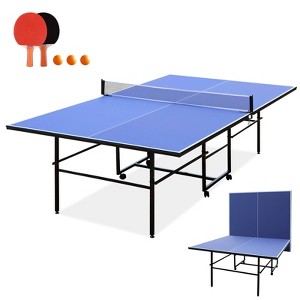 Zevemomo Portable Table Tennis Table, Foldable Ping Pong Game Set for Indoor/Outdoor,Ping Pong Table Top with Net,2 Paddles and 3 Balls,Playback Mode - 1 of 4