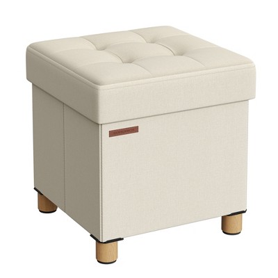 SONGMICS Storage Ottoman, Small Ottoman Foot Rest with Legs, 15 x 15 x 15.7 Inches Foot Stool, Ottoman with Storage, Load up to 660 lb,
