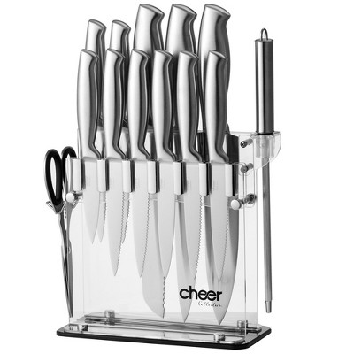 High Carbon Stainless Steel Kitchen Knife Set with Acrylic Stand, Sharp  Cutlery, 14 Pcs&17Pcs – AICOOK