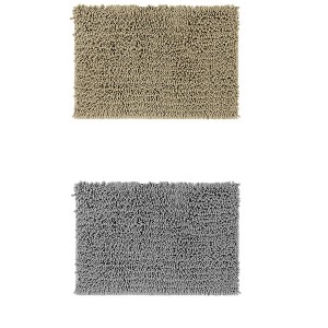 Unique Bargains Plain Chenille Non-Slip Washable Soft Home Decor Bathroom Mats 2 Pcs - 1 of 4