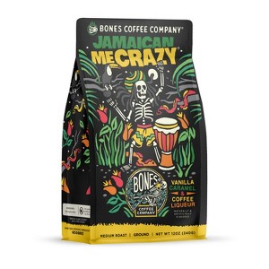 Bones Coffee Company Jamaican Me Crazy Ground Coffee Beans Vanilla Caramel and Coffee Liqueur Flavor 12 oz Medium Roast (Ground) - 1 of 3