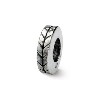 Black Bow Jewelry Sterling Silver Grooved Spacer Bead Charm, 2 x 8mm