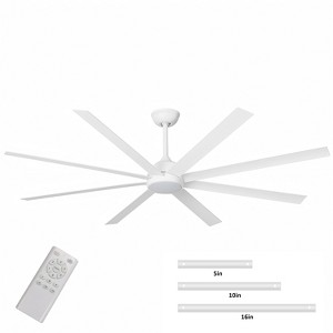 Wanze of Ocean 72 in. Indoor/Outdoor Downrod Mount Ceiling Fan with Light and Remote Control, 3-Color Dimmable, Reversible DC Motor - 1 of 4