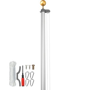 VEVOR 25FT Sectional Flag pole Kit, Aluminum Alloy in Ground Flag poles for Outside, 3 Display Modes Flagpole with 3x5 American Flag, Silver - 1 of 4