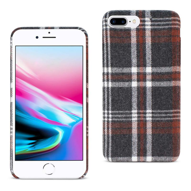 Reiko iPhone 8 Plus Checked Fabric Case in Brown, 1 of 5