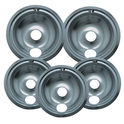 Range Kleen 5pk Style B Economy Drip Bowls Silver: Metal Stove Burner Drip Pans, 10.25" Diameter, 5 Pieces