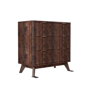 SinCiDo Fluted Nightstand with 3 Storage Drawers, Wood Modern 32" Tall Night Stand Bedside Table for Bedroom, Living Room - 1 of 4