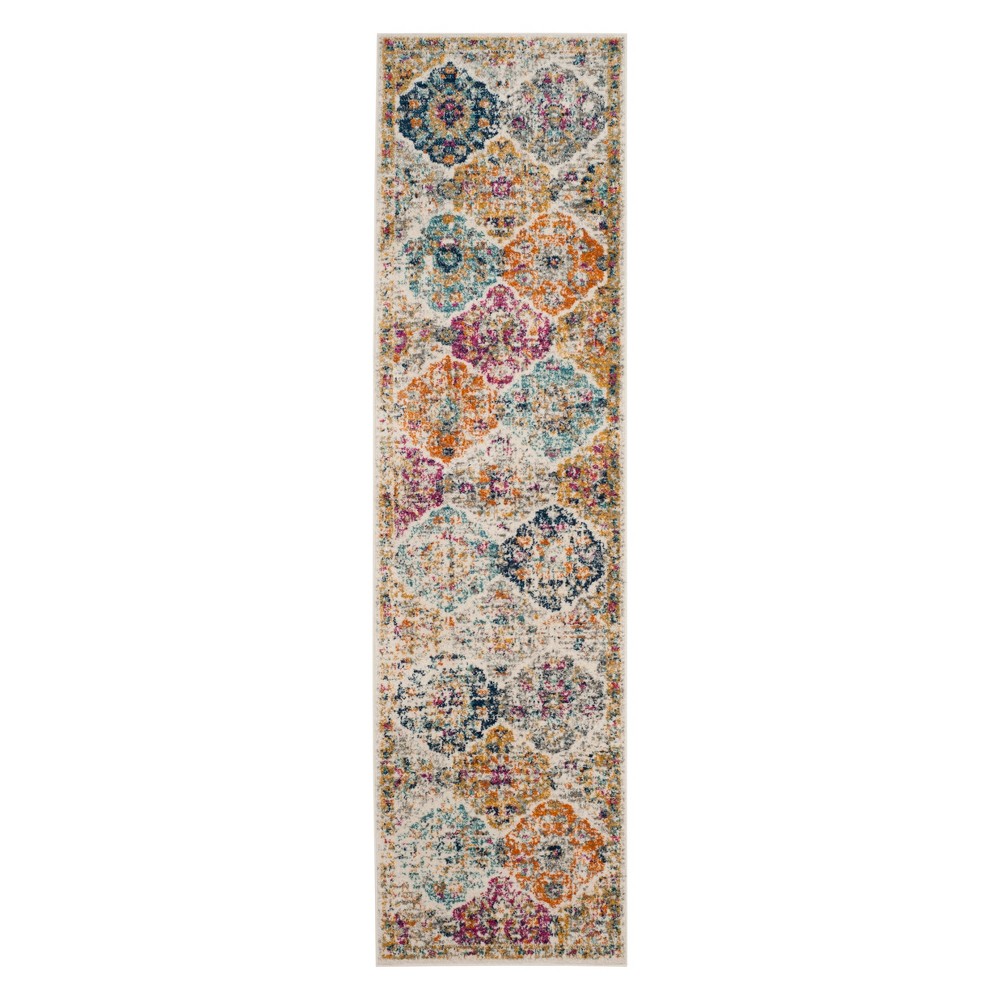  Medallion Loomed Runner Cream