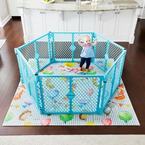 Toddleroo by North States Superyard 6-Panel Baby Gate - Aqua Blue - 1 of 4