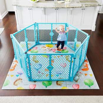 Toddleroo by North States Superyard 6-Panel Baby Gate - Aqua Blue
