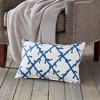 Kensington Garden 14"x22" Oversize Lattice Cotton Canvas Lumbar Throw Pillow Blue: Durable, Zipper Closure - 2 of 3