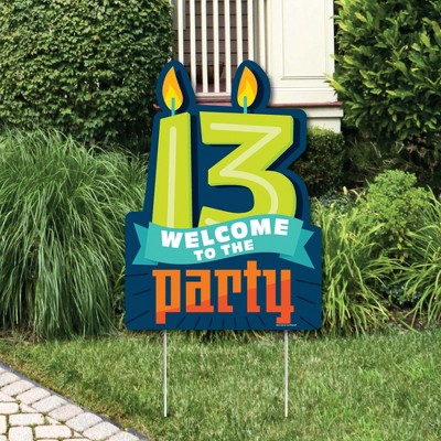 Big Dot of Happiness Boy 13th Birthday - Party Decorations - Official Teenager Birthday Party Welcome Yard Sign