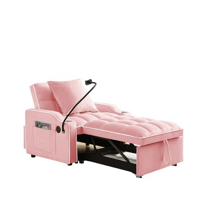 NicBex Modern Pull Out Sofa Bed Convertible Single Sofa with Adjustable Back, USB Port and Swivel Phone Stand for Living Room