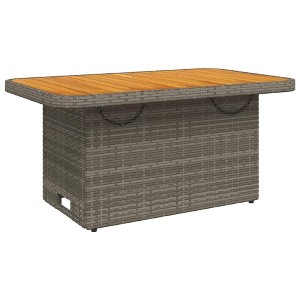 vidaXL Patio Table Gray 35.4 In.x21.7 In.x28 In. Poly Rattan and Acacia Wood - 1 of 4