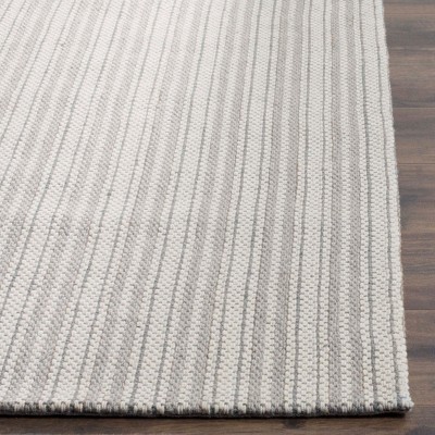 Gray Hand-Knotted Floral Wool and Viscose 8' x 10' Area Rug