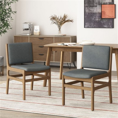 SKRAN Fabric Upholstered Dining Chairs Set of 2 - Contemporary Rubberwood Frame with Clean Lines for Dining Room, Kitchen,Dark Gray