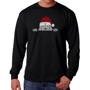 LA Pop Art Christmas Peeking Dog - Men's Word Art Long Sleeve T-Shirt - 1 of 4