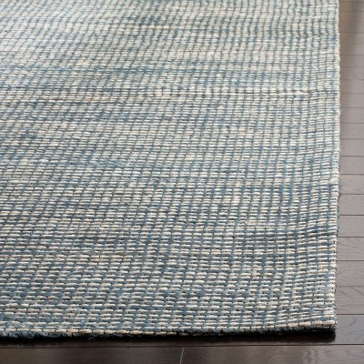 Handmade Marbella Round Blue/Ivory Wool Blend Area Rug, 5&#039; x 8&#039;