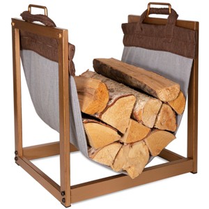 Barton Firewood Racks Fireplace Log Holder with Canvas Carrier Wood Storage Log Bin - 1 of 3