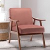 Vynxaria Mid-Century Modern Accent Pink Chair, Wingback Living Room Chair with Solid Wood Frame, Indoor Lounge Chair - 2 of 4