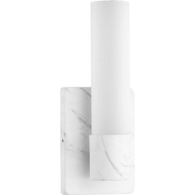 Progress Lighting, Blanco Collection, 1-Light LED Wall Sconce, Faux White Marble Finish, Etched Glass Shade