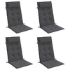 vidaXL Chair Cushion Outdoor High Back Chair Cushion Seat Pad Oxford Fabric - Anthracite 4 pcs - 3 of 4