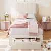 Twin Bed Frame with Storage Drawer and Headboard, Velvet Upholstered Bed Frame, Strong Wooden Slats Support, Noise-Free, Easy Assembly, Beige - 3 of 4
