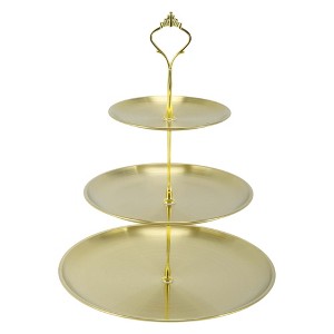 Unique Bargains 3 Layer Dessert Cupcake Stand Round Tiered Serving Tray for Donuts Fruits - 1 of 4